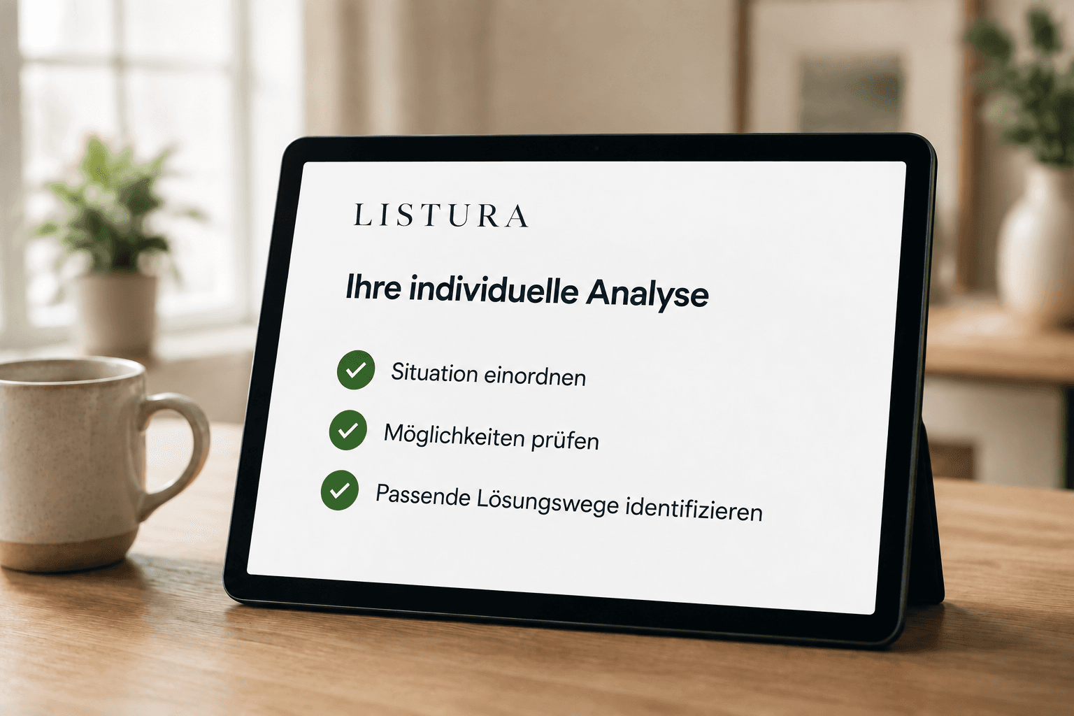 Situationsbezogene Listura Zuordnung auf einem Tablet